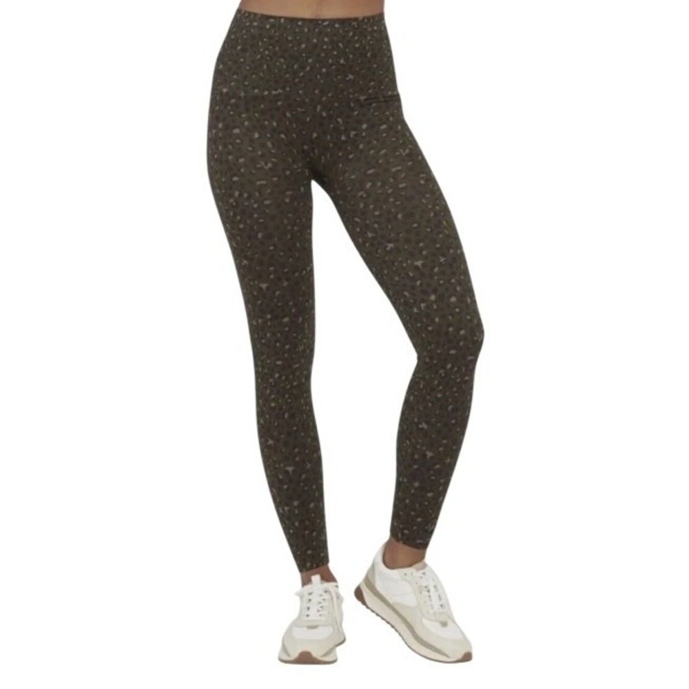 Spanx Look At Me Now Seamless Leggings Olive Green Leopard Print XS High Waist